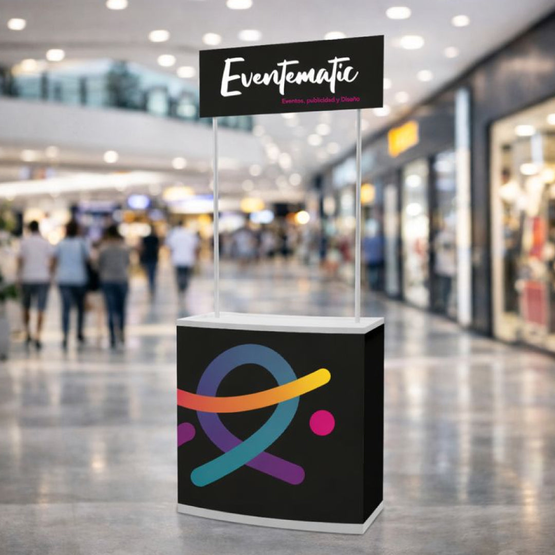 Mostrador promocional con cartel personalizado